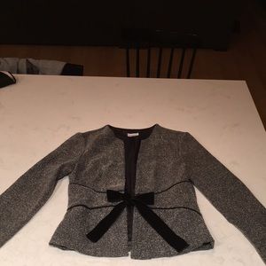 Tweed look tie front jacket